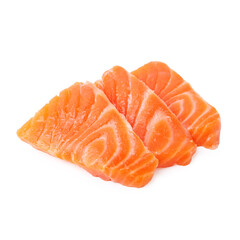 Fresh salmon sashimi isolated on white. Asian cuisine