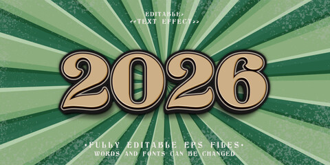 3d 2026 retro style text effect.typhography logo