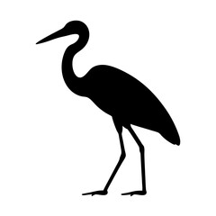 Obraz premium Elegant Heron Silhouette Standing Tall Against a Clean White Background Design