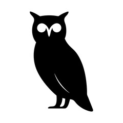 Silhouette of an Owl Looking Straight Ahead with Large Eyes