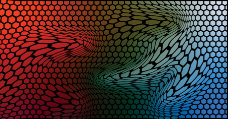 Colorful geometric abstract vector background with wavy lines and retro pattern design