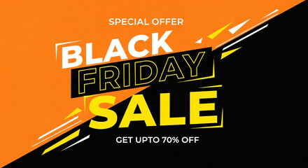 black friday yellow and black abstract sale banner