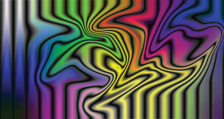 Colorful geometric abstract vector background with wavy lines and retro pattern design