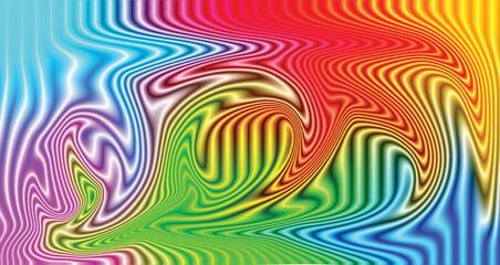 A bright and colorful retro vector illustration with a seamless pattern of psychedelic swirl lines, green and orange texture as a backdrop design