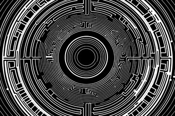 Geometric abstract patterns form mesmerizing circular design with intricate lines creating hypnotic and dynamic visual effect