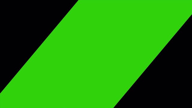 Diagonal green screen transition animation. Smooth angled wipe revealing scene change with clean motion for video editing, overlays, chroma transitions, and motion graphics in 4K