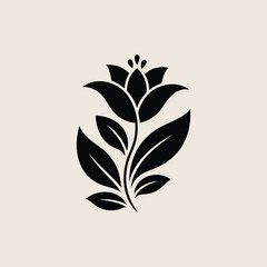 Elegant Floral Motif in Minimalist Style for Decoration and Branding