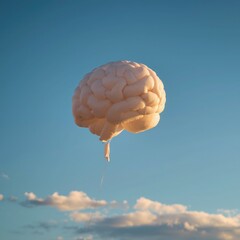 Brain Balloon Ascendin g in a Clear Sky