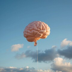 Brain Balloon Ascendin g in a Clear Sky