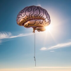 Brain Balloon Ascendin g in a Clear Sky