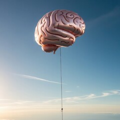 Brain Balloon Ascendin g in a Clear Sky