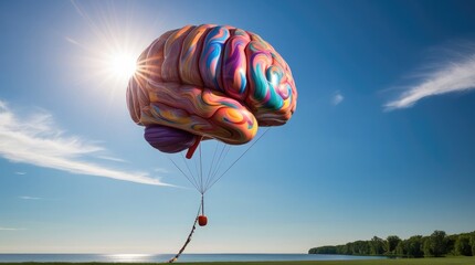 Brain Balloon Ascendin g in a Clear Sky