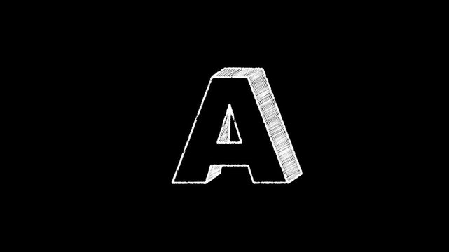 Animation chalk text alphabet A TO Z hand drawn on school Chalkboard, Chalk text style loop seamless animation, with alpha channel