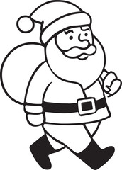 Obraz premium Festive santa claus holding a large sack of gifts and presents