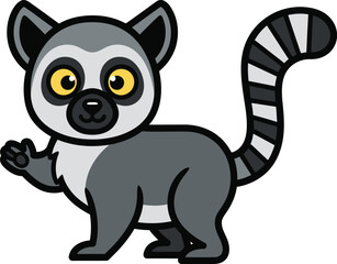 Cute ring-tailed lemur flat design