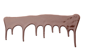 Sample of tasty melted chocolate isolated on white