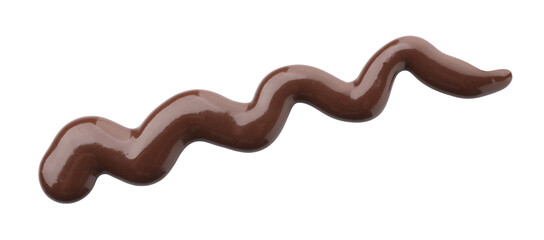 Sample of tasty melted chocolate isolated on white, top view