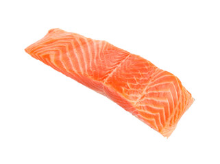 Piece of salmon fillet isolated on white