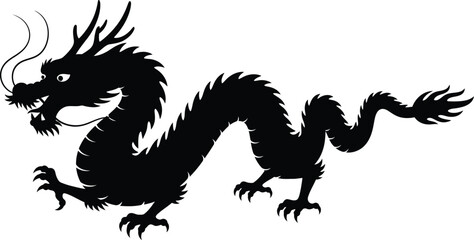 Black flat design dragon illustration