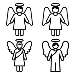 merry christmas text Line art Icon Set, Vector illustration