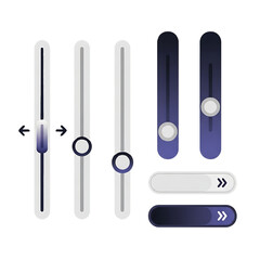 Vertical and Horizontal Slider Controls with Color Gradients isolated on a transparent background