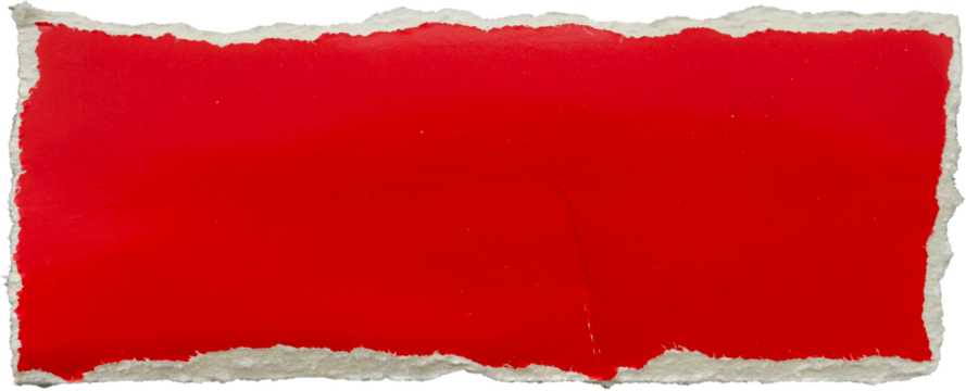 piece of red cardboard paper tear isolated on white background