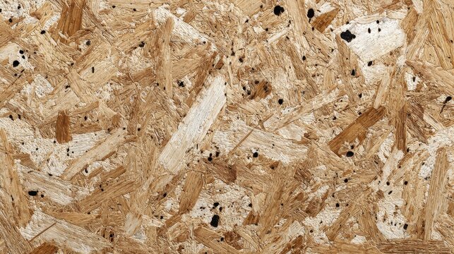 Oriented strand board texture with woodchips and dark resin spots. Perfect for backgrounds, overlays, or adding texture to designs.