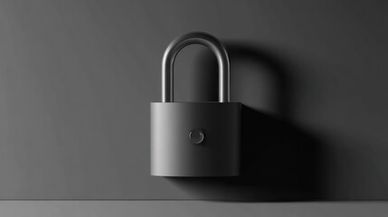 Fototapeta premium Metallic padlock on dark backdrop security and protection concept