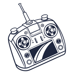 Dark Silhouette of a Remote Control with Screen and Joysticks controller buttons © Abu