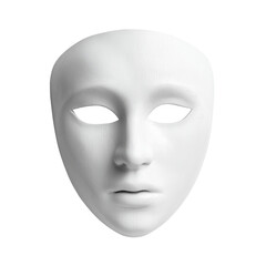 Plain white blank venetian masquerade mask with dark eye openings isolated on transparent background