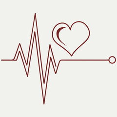 Stylized Heartbeat Line Graph with Heart Symbol electrocardiogram