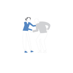 Caregiver Assisting Elder to Walk – Mobility Support Illustration
