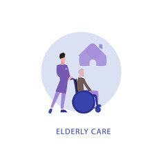 Caregiver Assisting Elder to Walk – Mobility Support Illustration