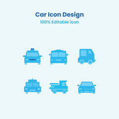 Streamlined Transport: A clean and modern illustration showcases six distinct car icons, each representing a unique mode of transportation