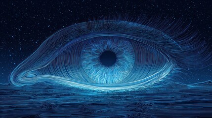 Blue eye illustration conceptual vision and digital artwork