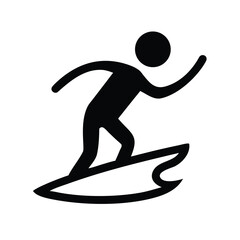 Stylized silhouette of a surfer riding a wave on a surfboard