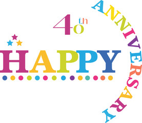 Colorful Happy 40th Anniversary Typography with Stars and Dots