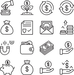 Finance investment savings and money concept icons