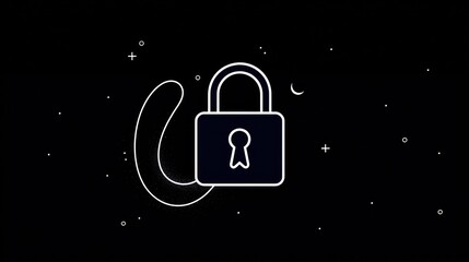 Digital security concept with padlock and keyhole on black background