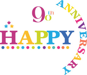 Colorful Happy 80th Anniversary Typography with Stars and Dots