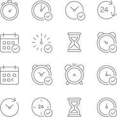 Time management icons collection monochrome style