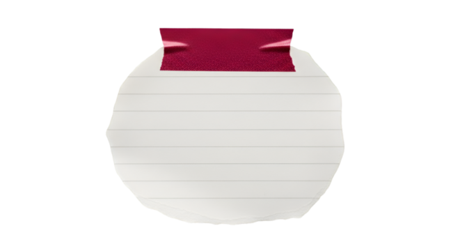 Round Lined Paper Note with Red Tape torn