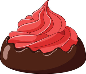 Chocolate candy with red cream
