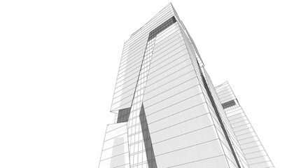 Abstract architectural buildings 3d rendering