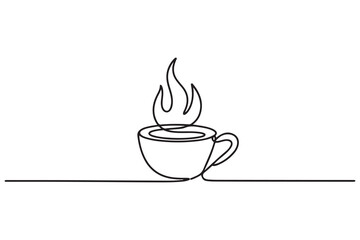 Hot coffee cup continuous line art single stroke minimalist vector
