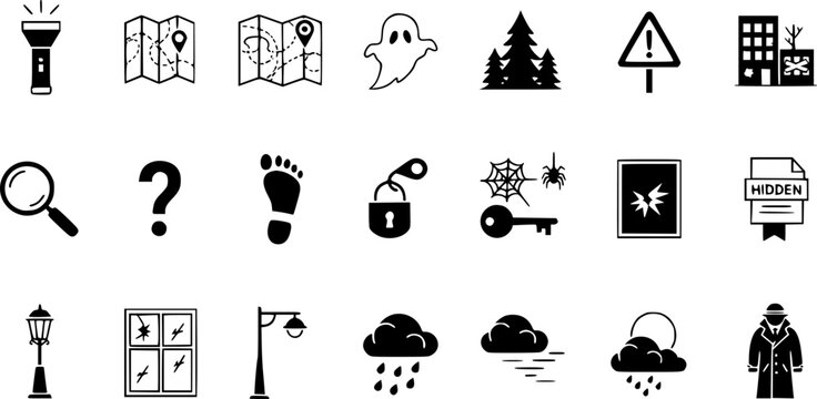 Unravel mysteries with these intriguing clue icons for your next project