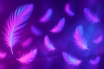 Obraz premium Neon Feather Swirl