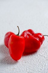 Isolated fresh Habanero chili (Capsicum chinense) or cabe gendot or cabe bendot. These chili only...