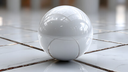 A clean, white composition featuring a sphere on intersecting angular planes, 3d