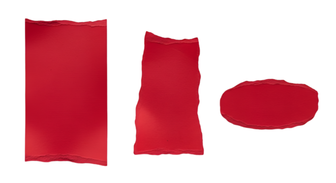 Three Red Torn Paper Shapes Keywords: red paper, torn paper, ripped paper, paper scraps, shapes